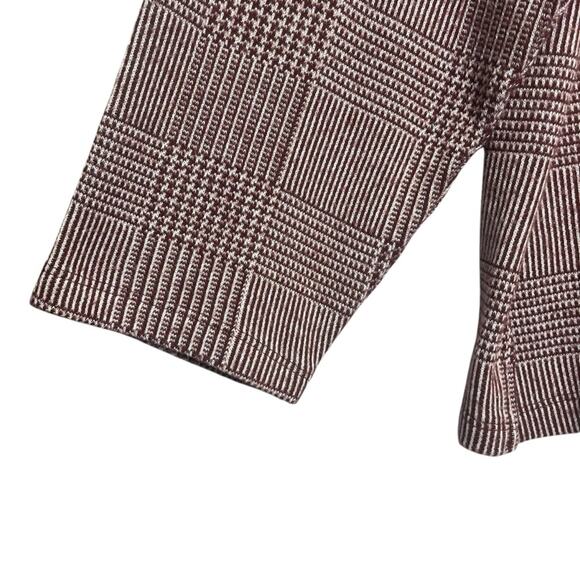 ZARA W/B Womens XL Maroon Cream Boat Neck Long Sleeve Tunic Sweater Basic Lounge - Picture 2 of 7